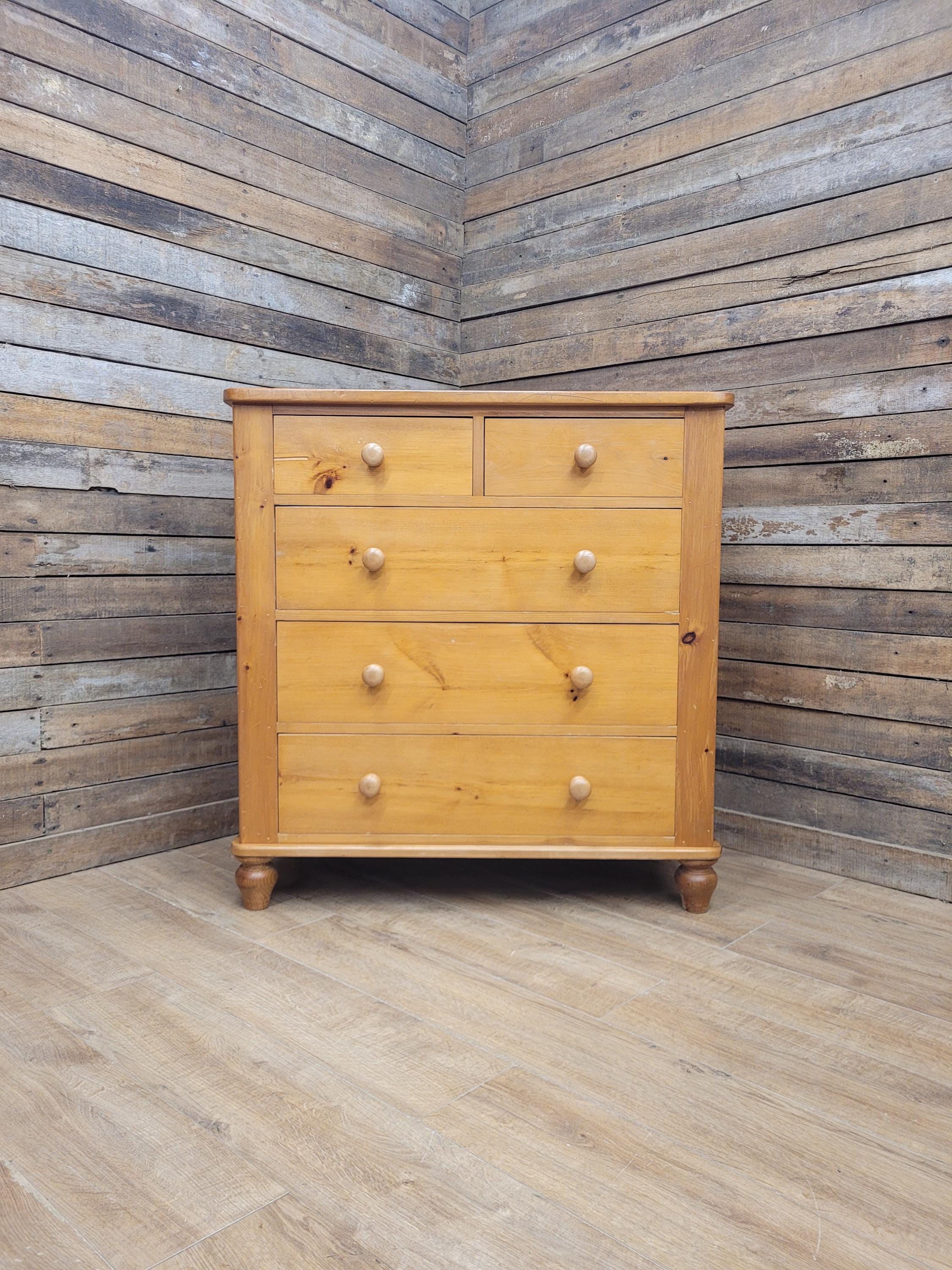 Scots Pine Chest Five Drawer Dovetailed Pine Bedroom Storage 2 Over 3