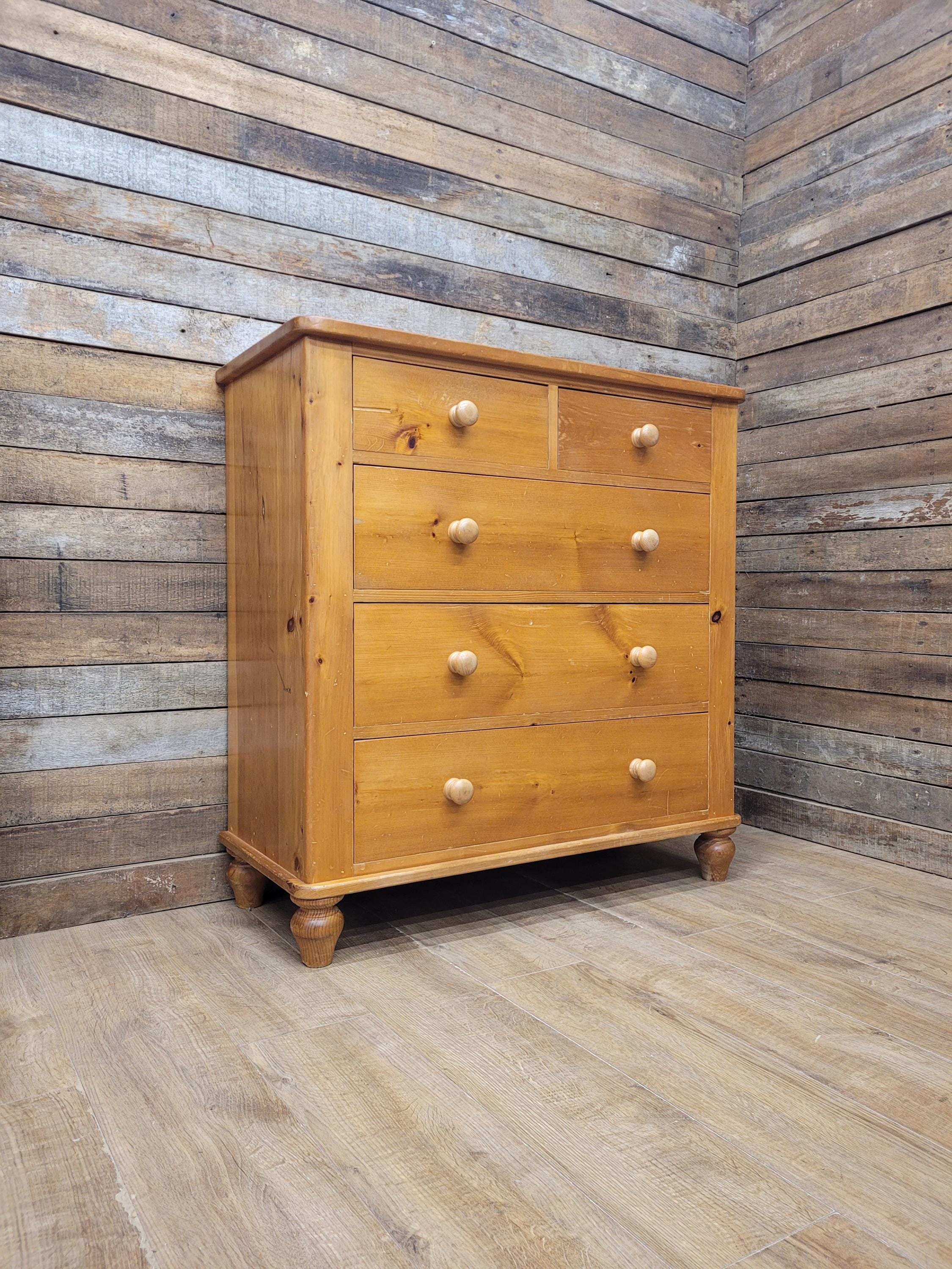 Scots Pine Chest Five Drawer Dovetailed Pine Bedroom Storage 2 Over 3