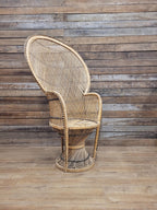 Peacock Chair Rattan Wicker Bohemian High Back Mid Century Vintage Armchair