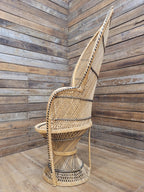 Peacock Chair Rattan Wicker Bohemian High Back Mid Century Vintage Armchair