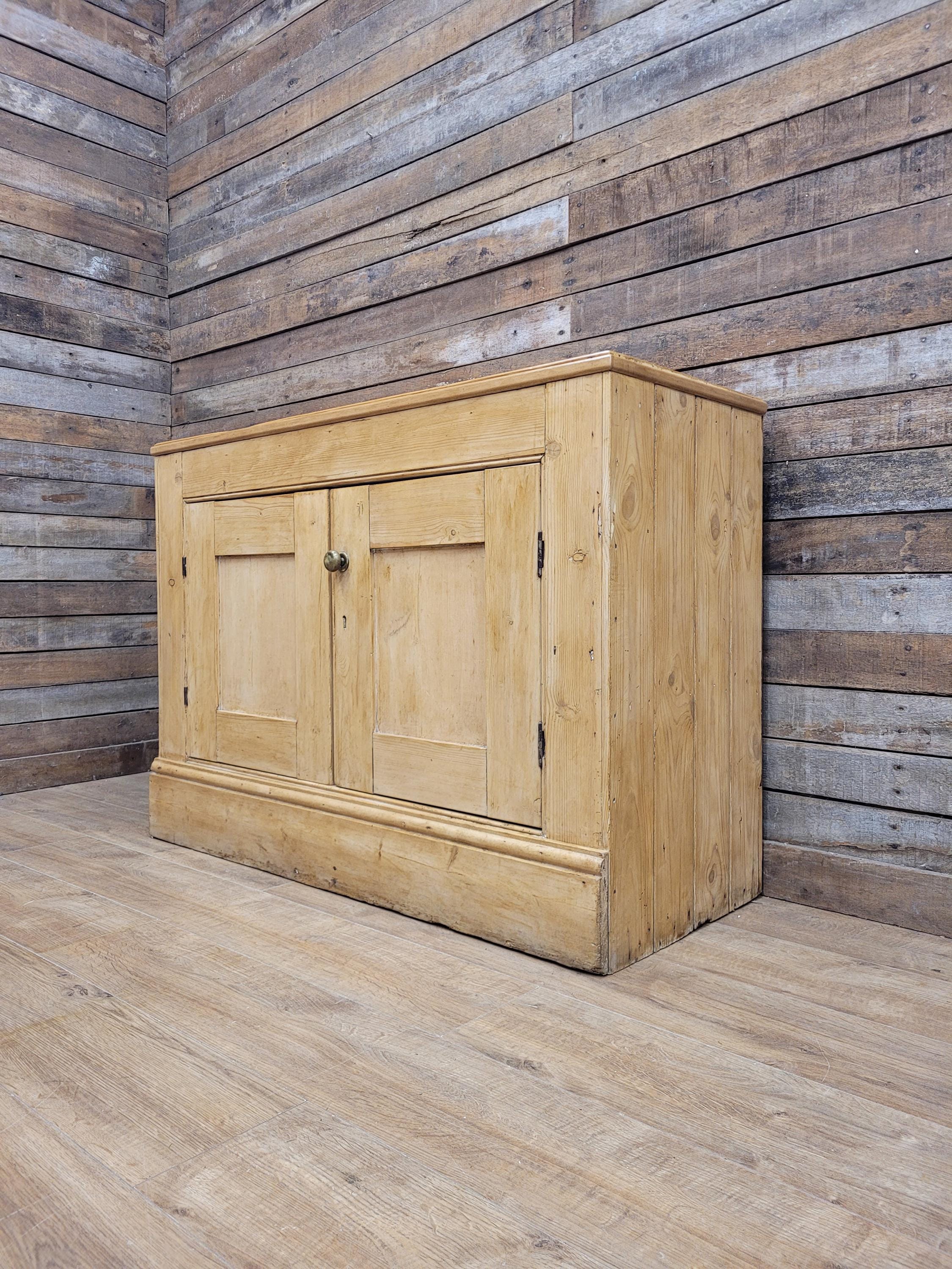 Victorian Pine Cupboard Rustic Country Two Door Side Cabinet