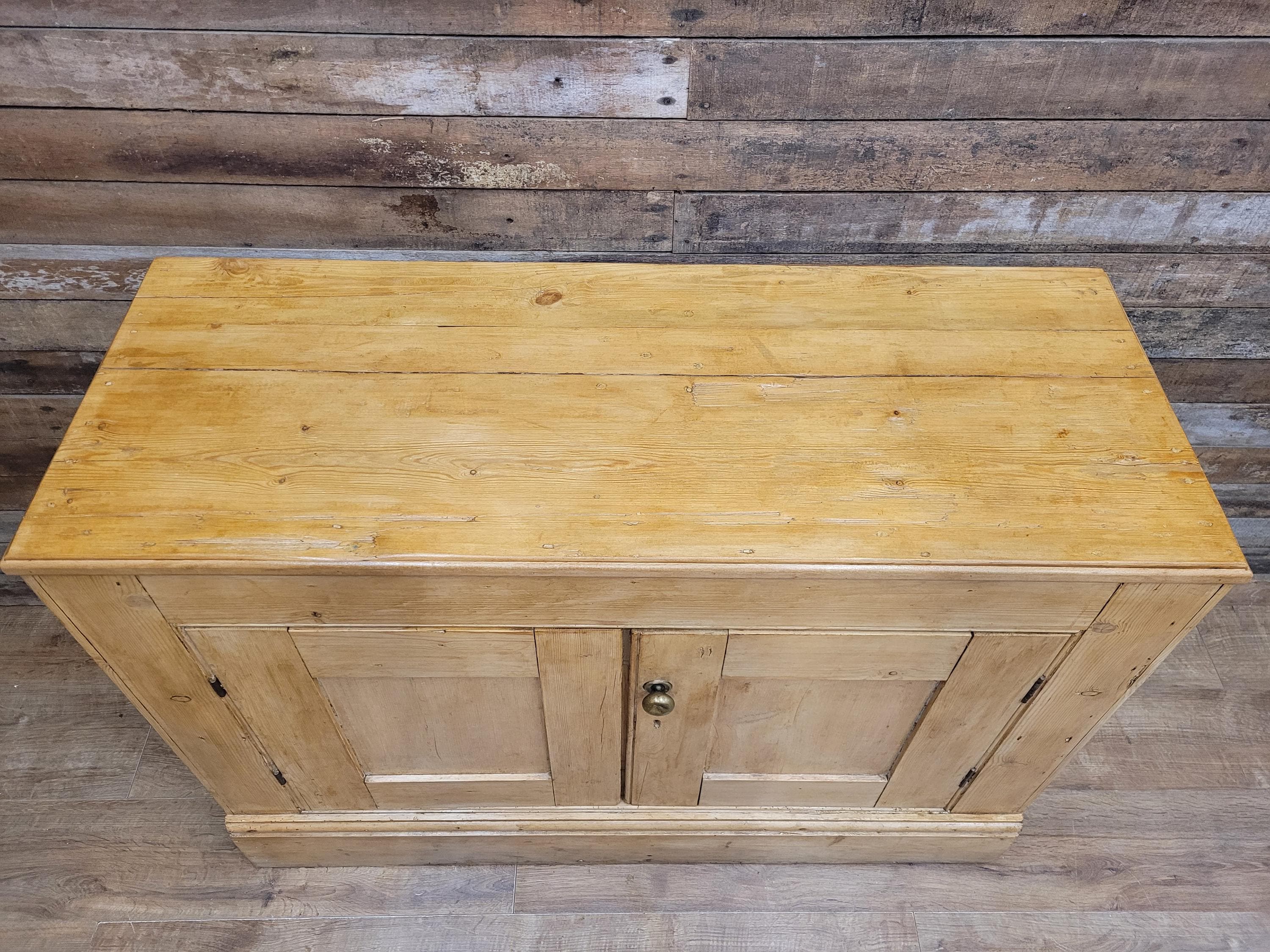 Victorian Pine Cupboard Rustic Country Two Door Side Cabinet