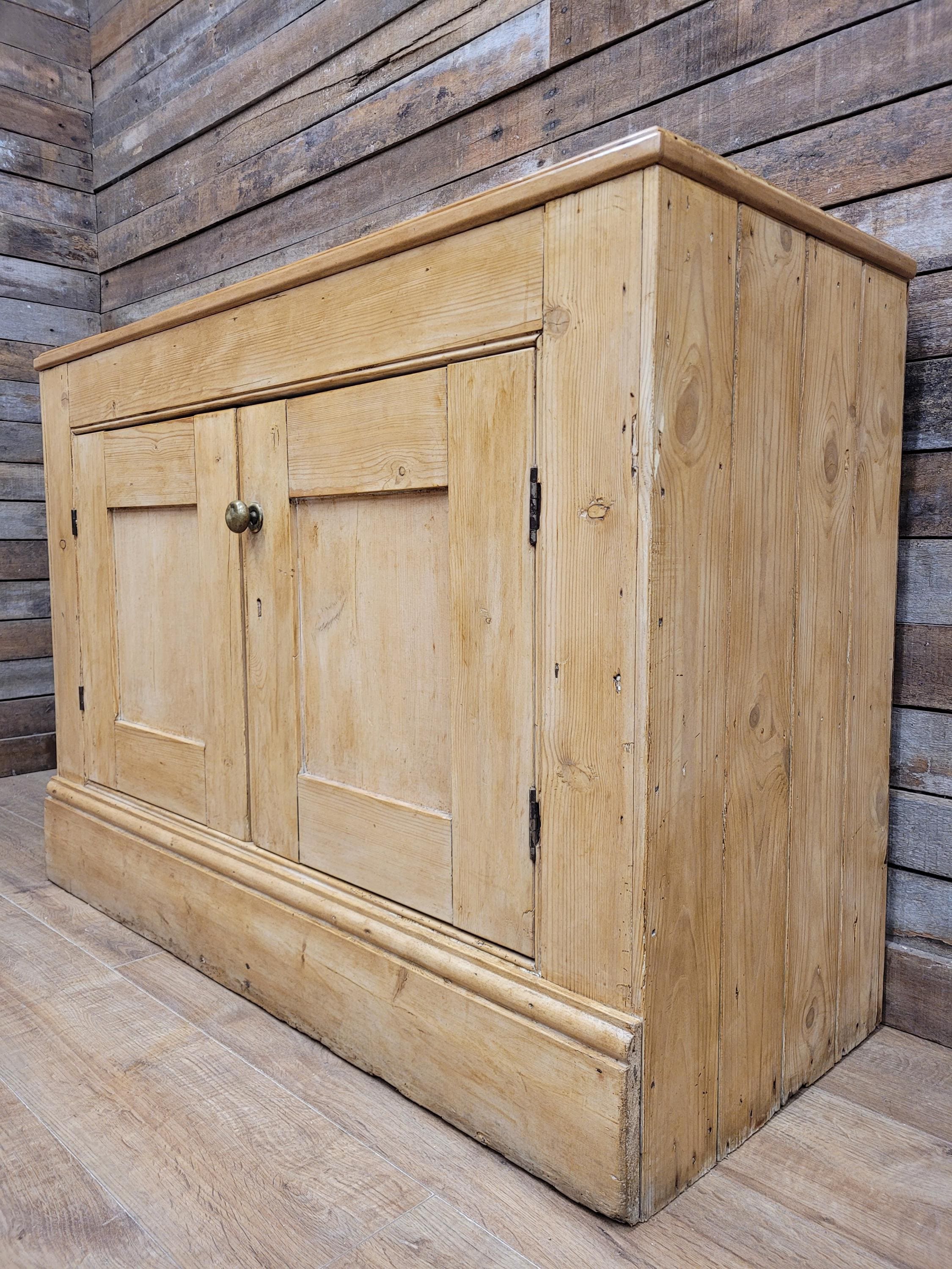 Victorian Pine Cupboard Rustic Country Two Door Side Cabinet