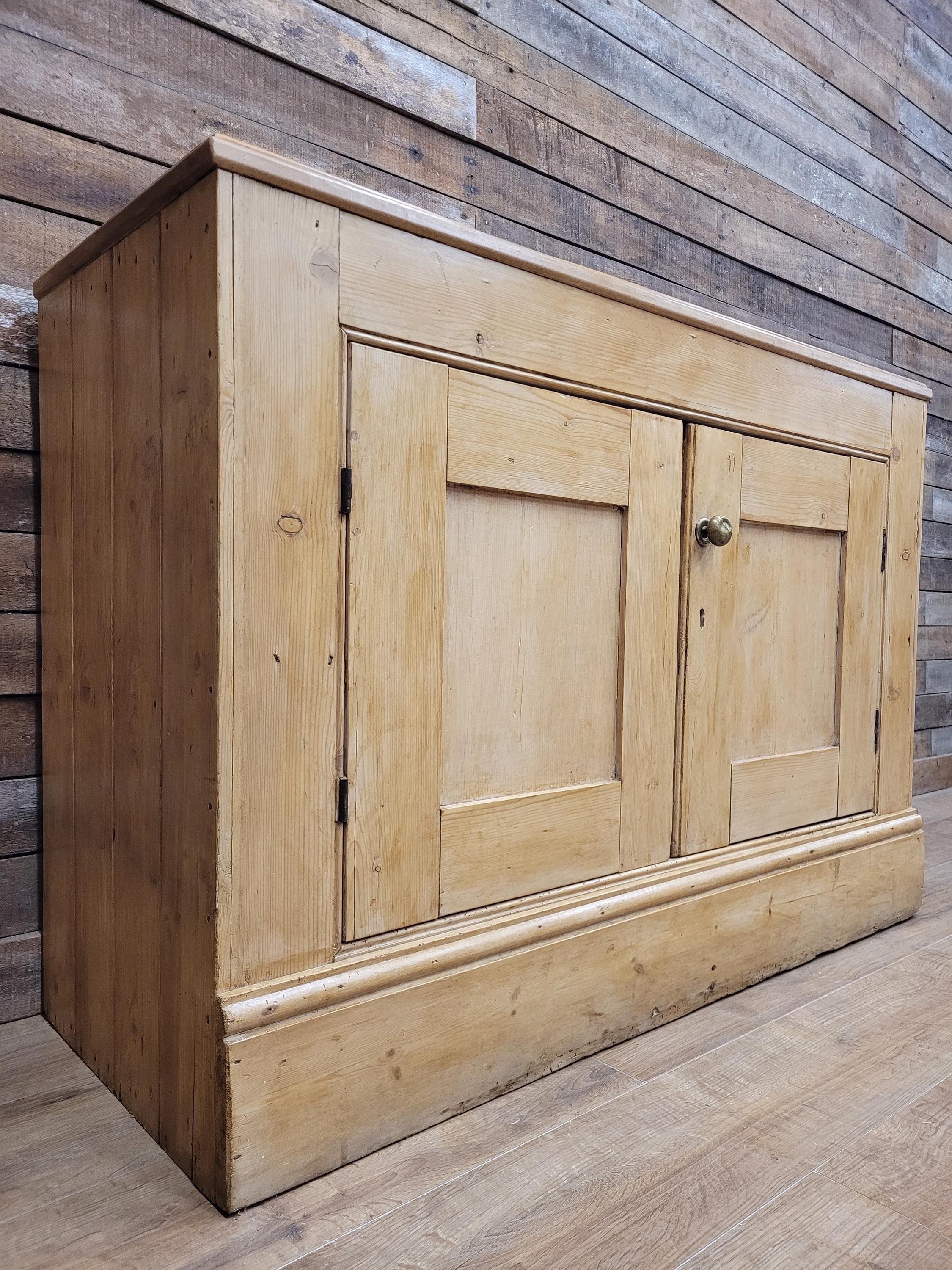 Victorian Pine Cupboard Rustic Country Two Door Side Cabinet