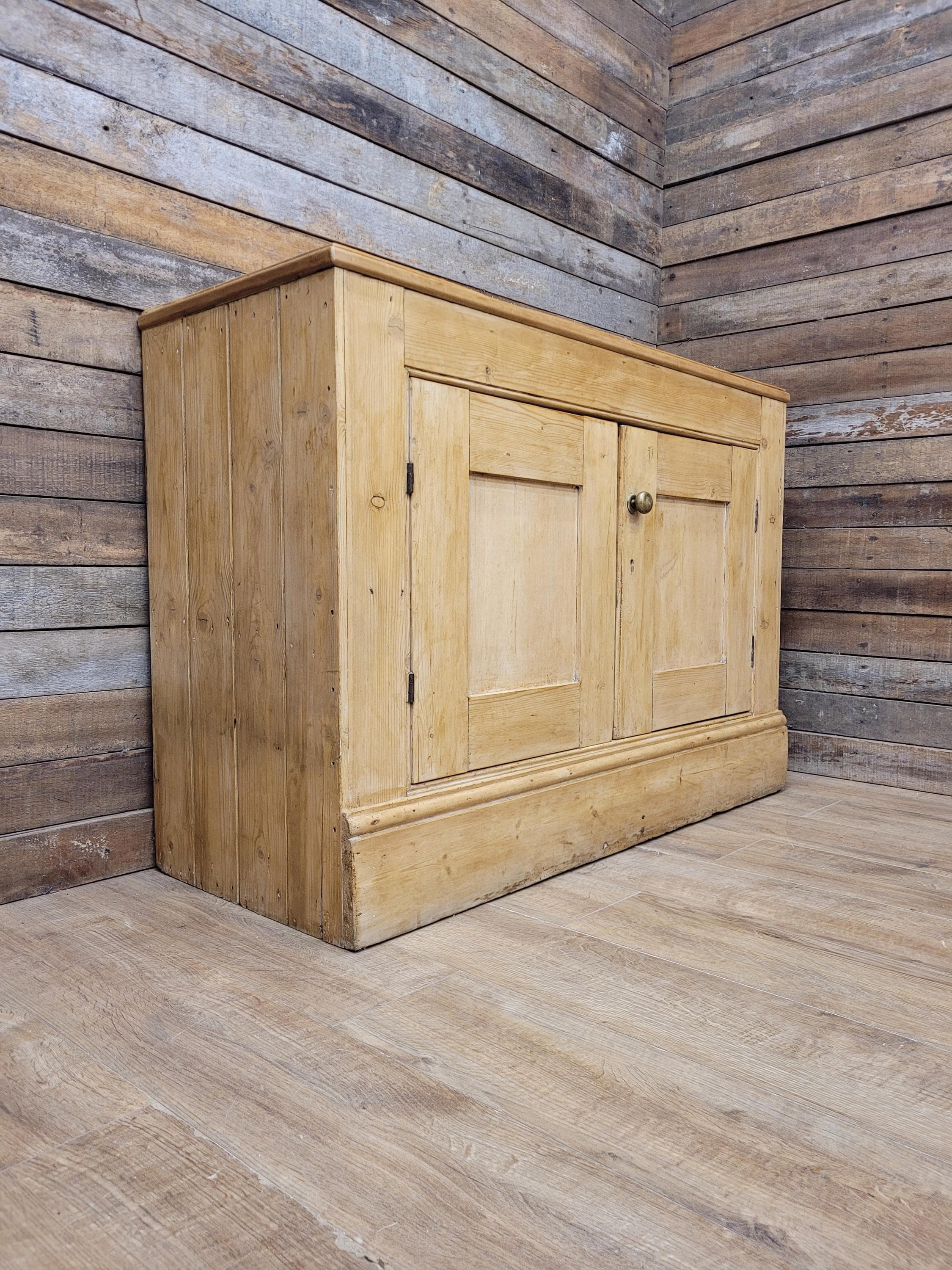 Victorian Pine Cupboard Rustic Country Two Door Side Cabinet