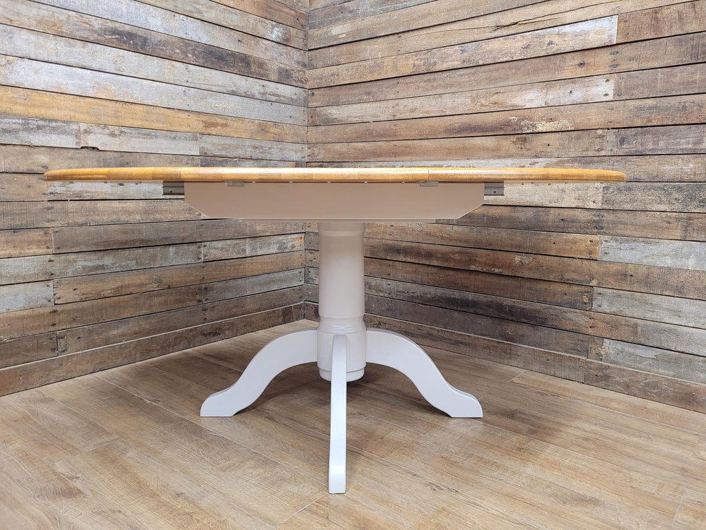 Oak Dining Table Extending Round Pedestal Painted Base