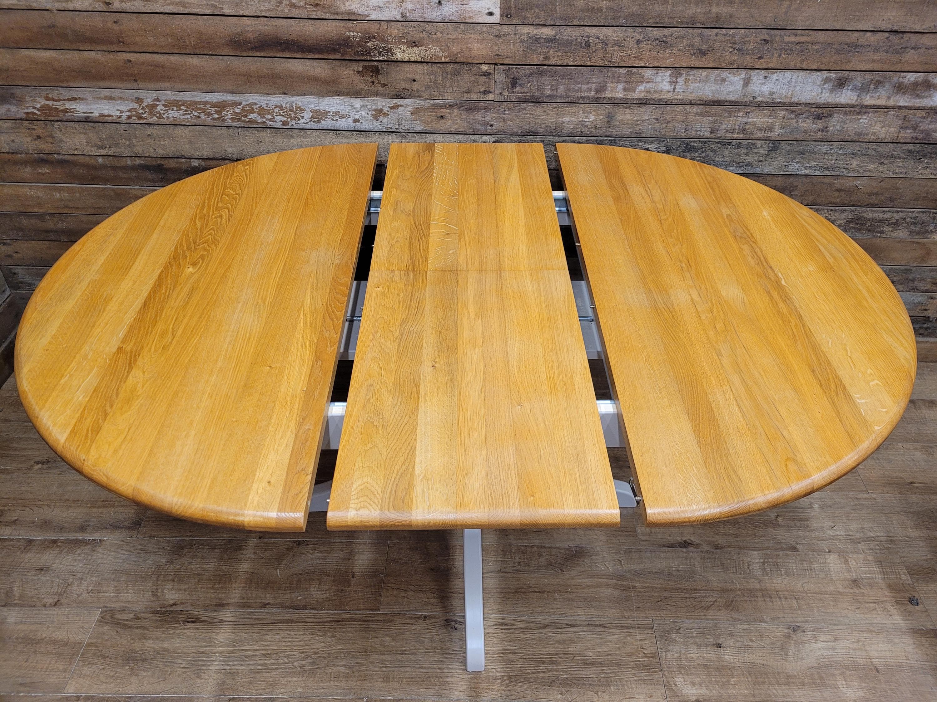 Oak Dining Table Extending Round Pedestal Painted Base