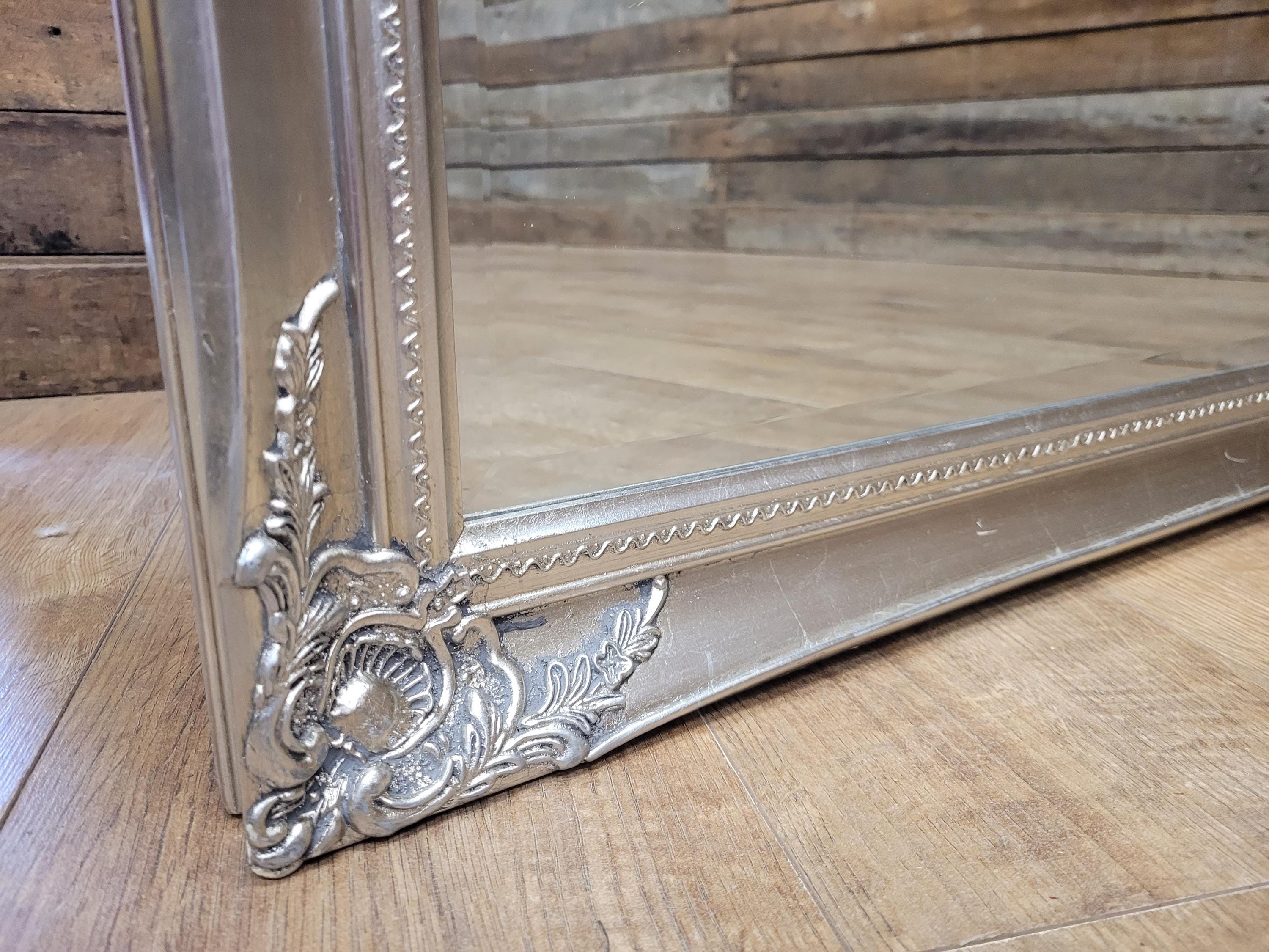 Large Silver Ornate Wall Mirror French Style Decorative Dressing Mirror