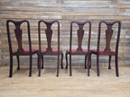 Four Queen Anne Style Dining Chairs Mahogany Chairs Upholstered Seats