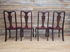 Four Queen Anne Style Dining Chairs Mahogany Chairs Upholstered Seats