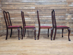 Four Queen Anne Style Dining Chairs Mahogany Chairs Upholstered Seats