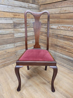 Four Queen Anne Style Dining Chairs Mahogany Chairs Upholstered Seats