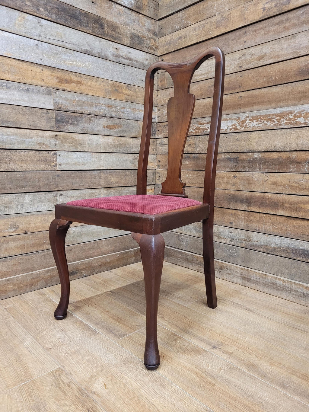 Four Queen Anne Style Dining Chairs Mahogany Chairs Upholstered Seats