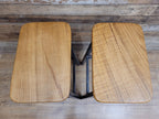 Pair Industrial Oak Bar Stools Metal Frame Kitchen Breakfast Seating