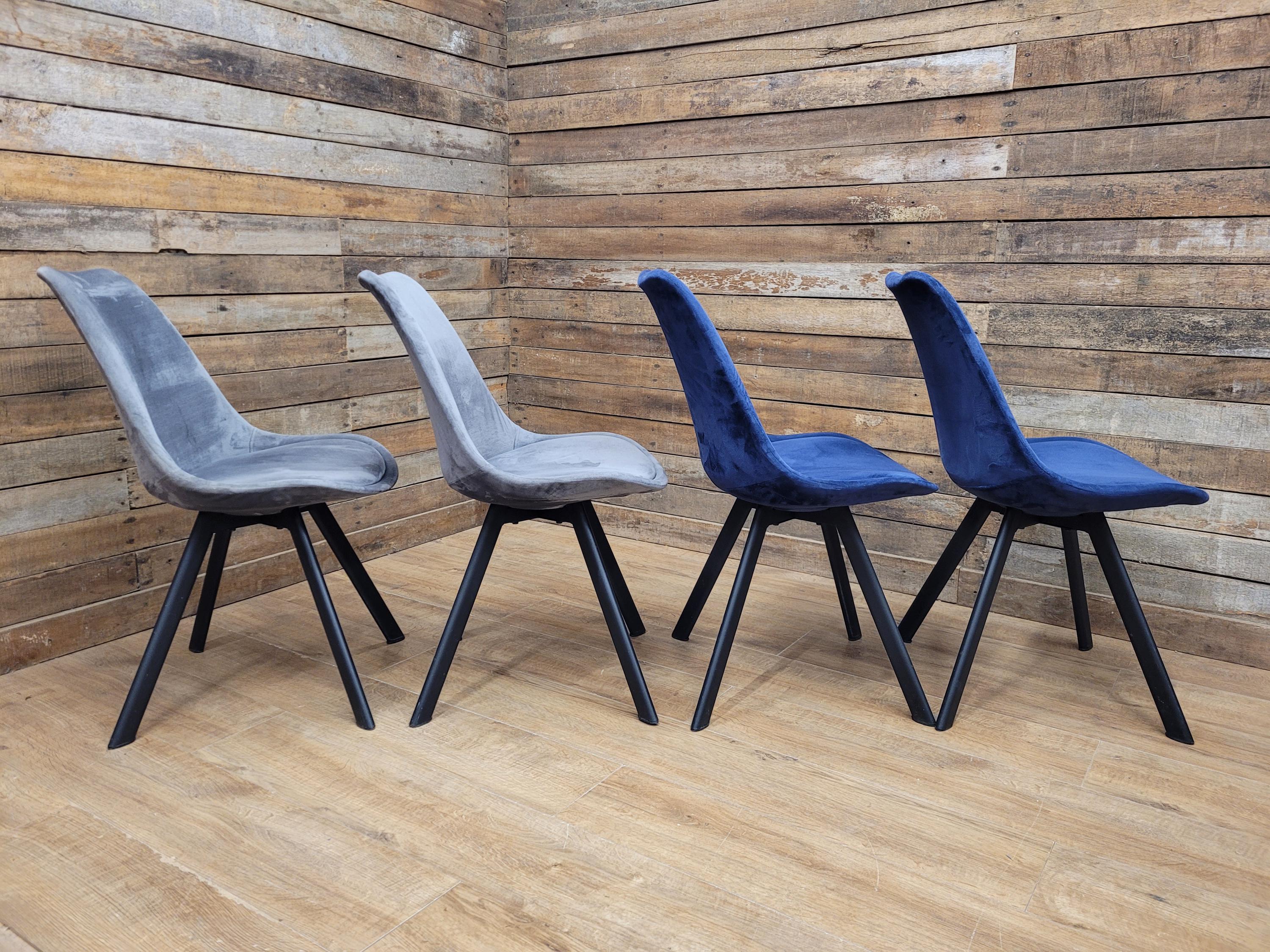 MMILO Dining Chairs Velvet Upholstered Black Legs Set Four