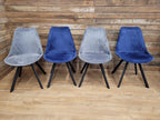 MMILO Dining Chairs Velvet Upholstered Black Legs Set Four