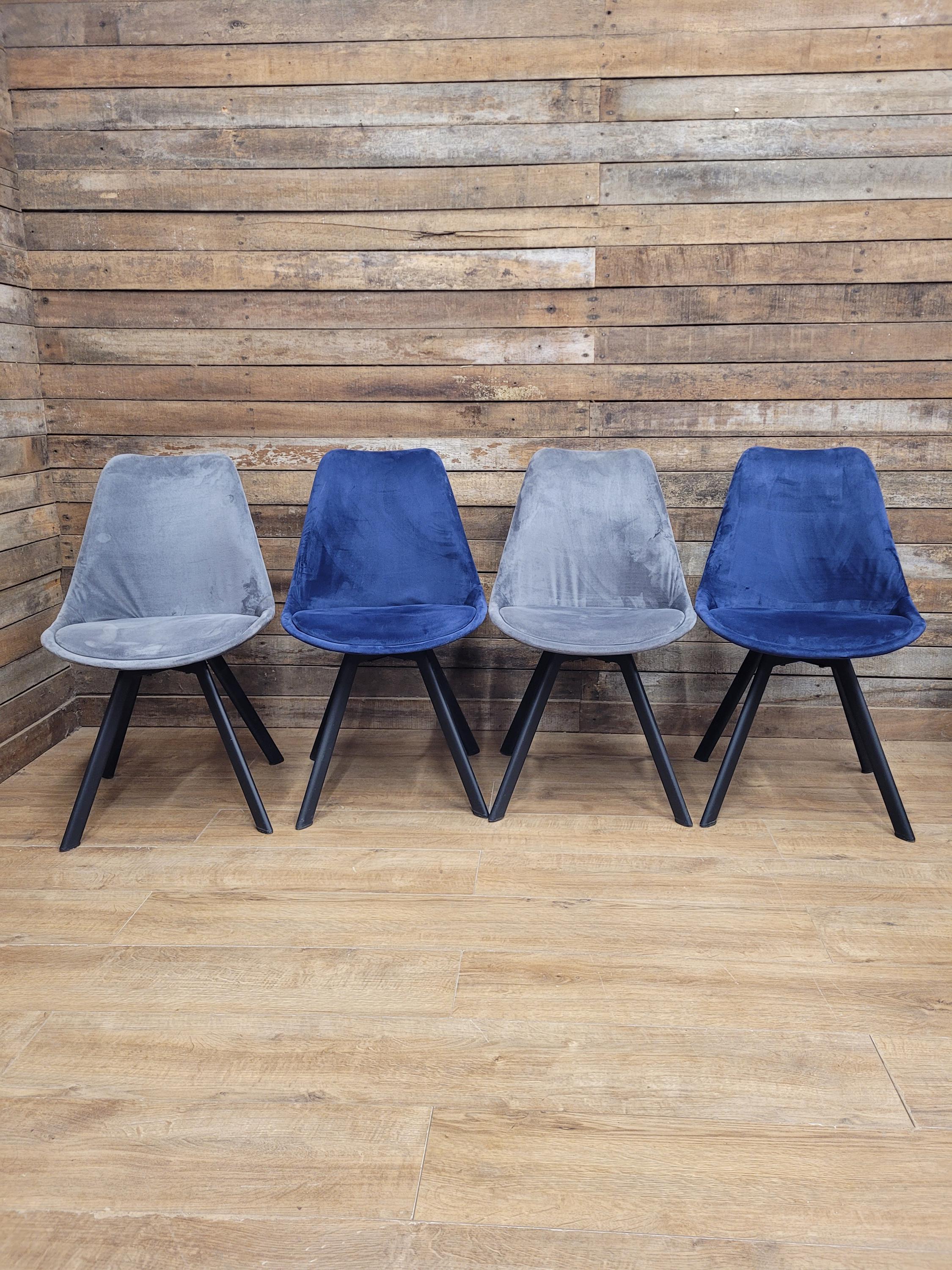 MMILO Dining Chairs Velvet Upholstered Black Legs Set Four