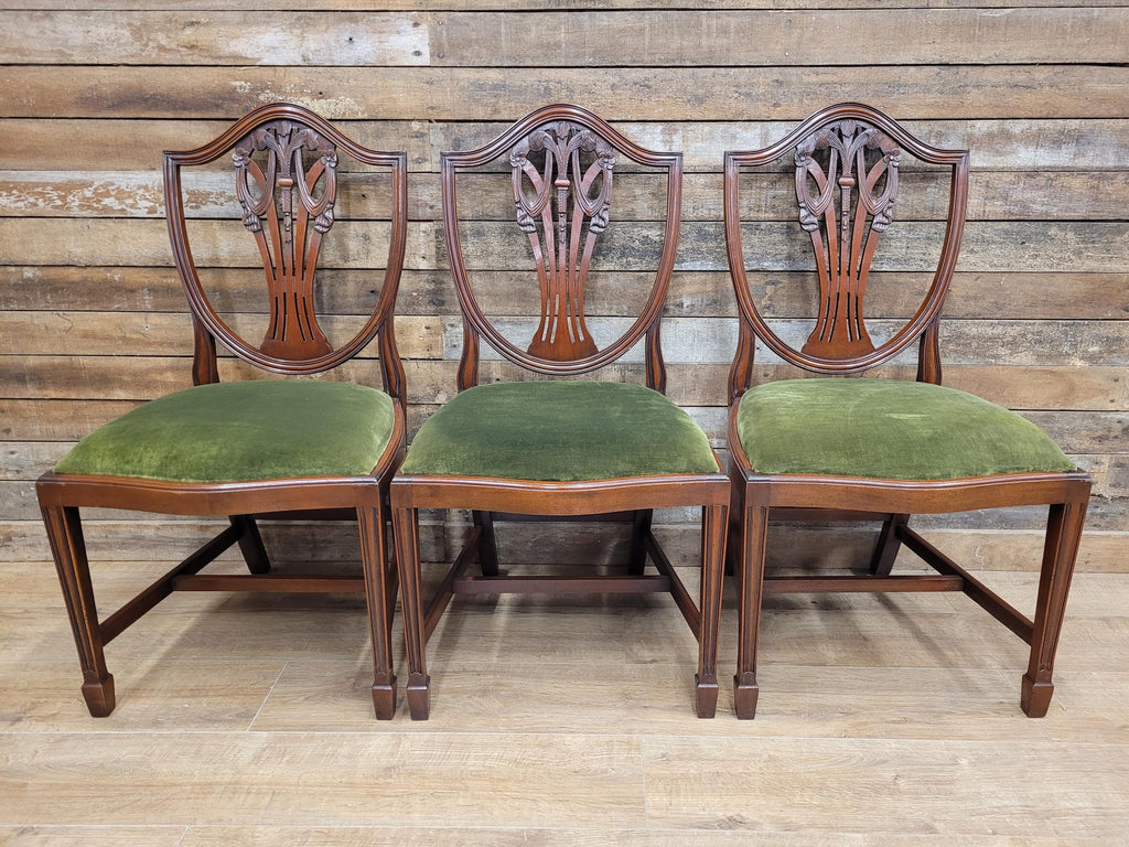 Prince Of Wales Hepplewhite Dining Chairs Mahogany Set Six Shield Back