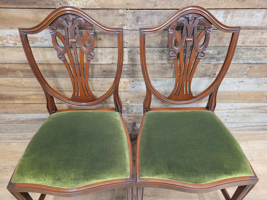 Prince Of Wales Hepplewhite Dining Chairs Mahogany Set Six Shield Back