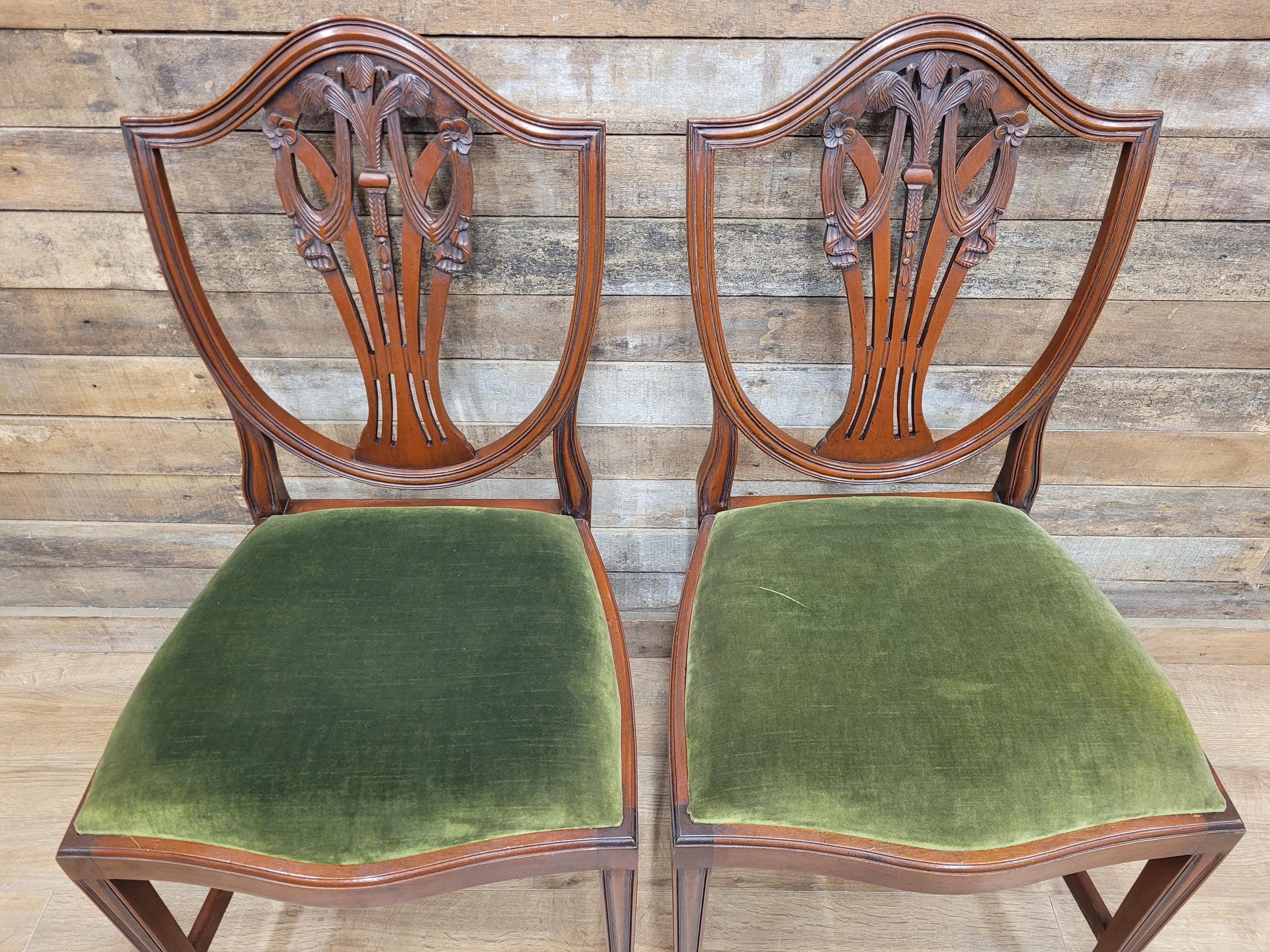 Prince Of Wales Hepplewhite Dining Chairs Mahogany Set Six Shield Back
