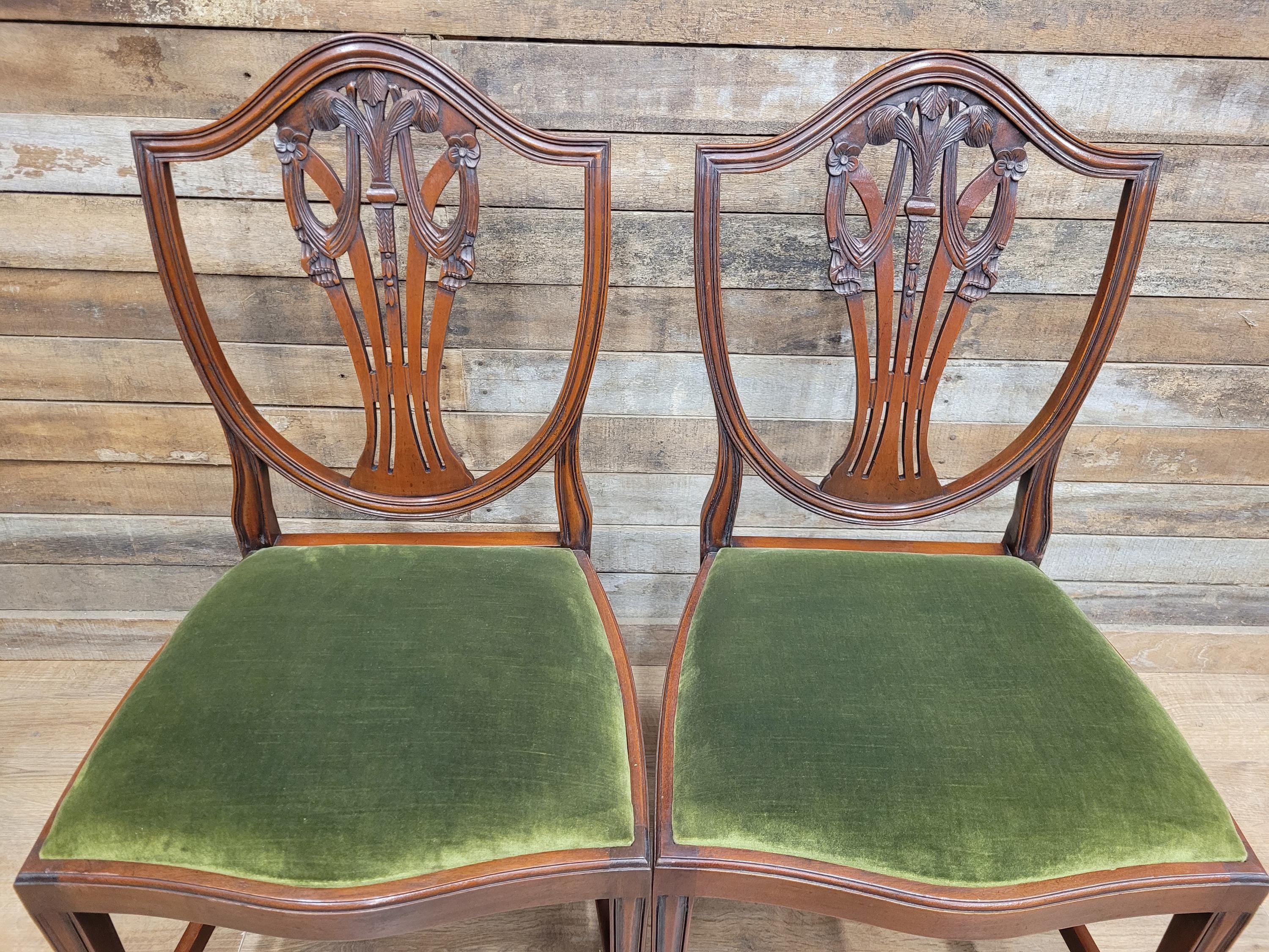 Prince Of Wales Hepplewhite Dining Chairs Mahogany Set Six Shield Back