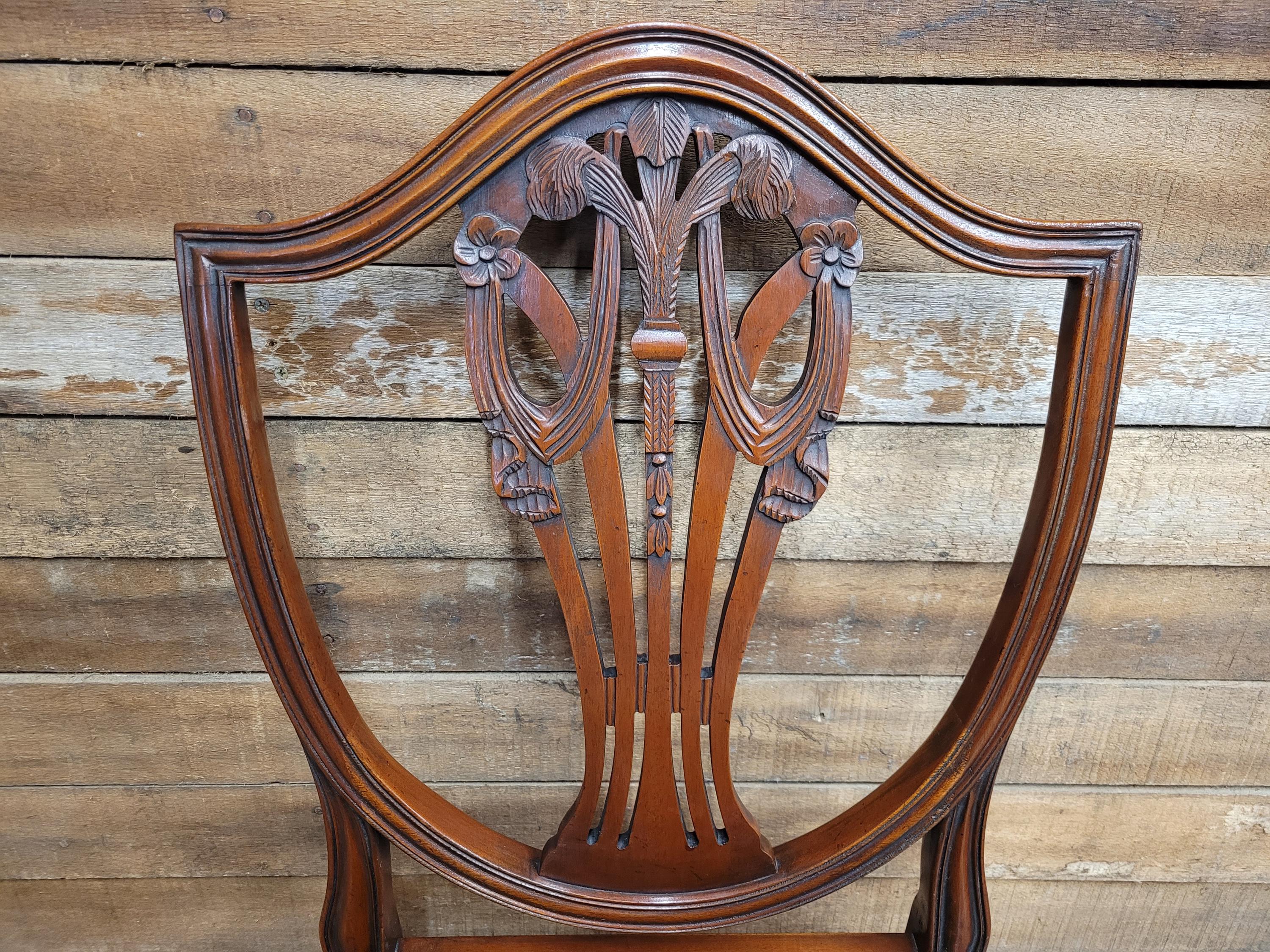 Prince Of Wales Hepplewhite Dining Chairs Mahogany Set Six Shield Back