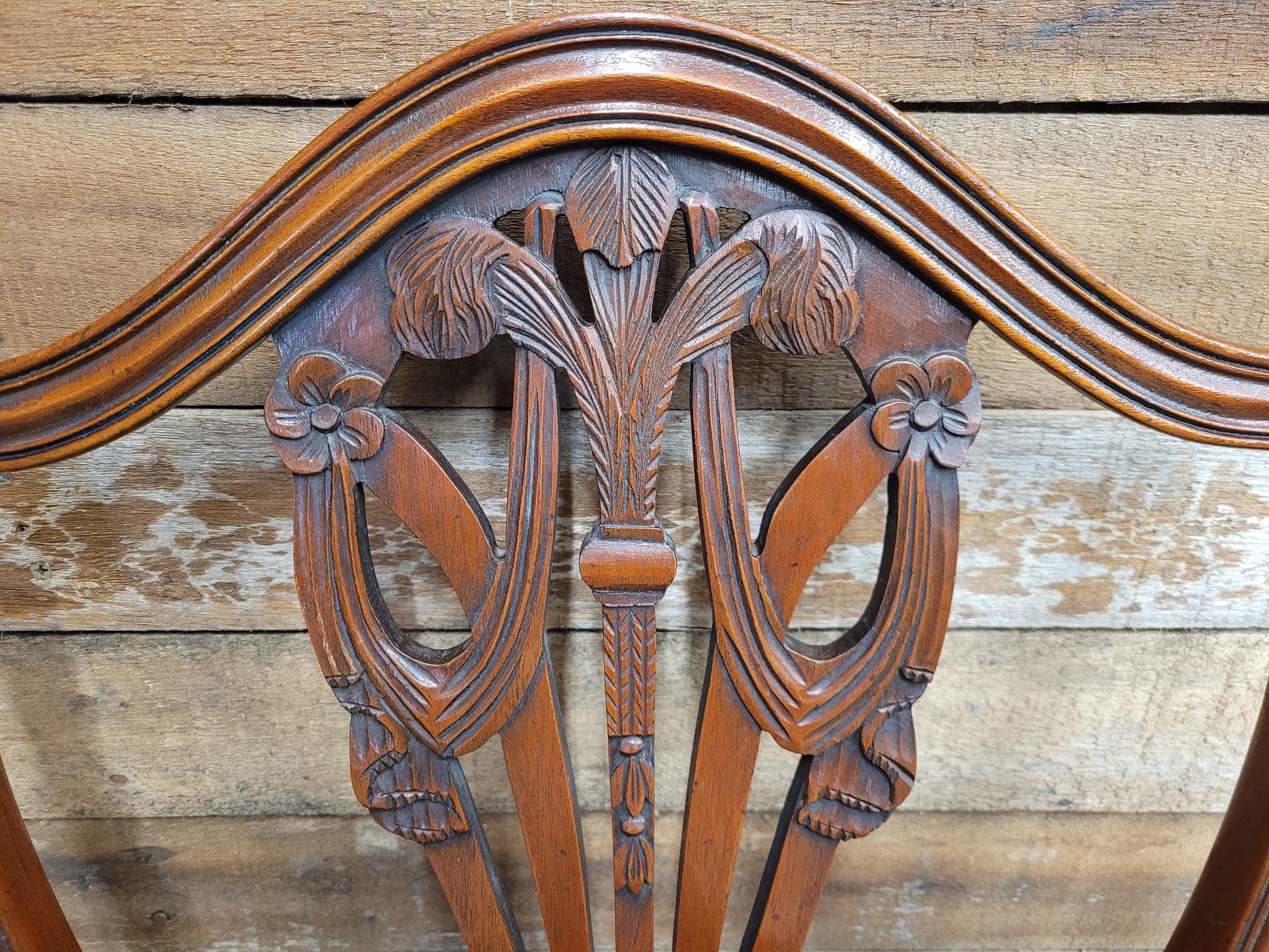 Prince Of Wales Hepplewhite Dining Chairs Mahogany Set Six Shield Back