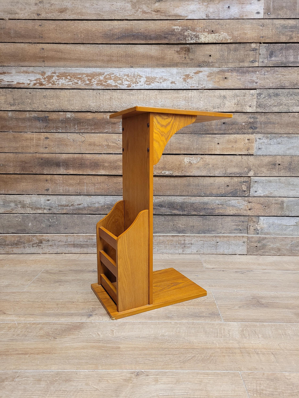 Teak Magazine Rack Side Table Vintage Telephone Stand Lamp Table
