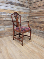 Mahogany Armchair Shield Back Hepplewhite Prince Of Wales Tartan Chair