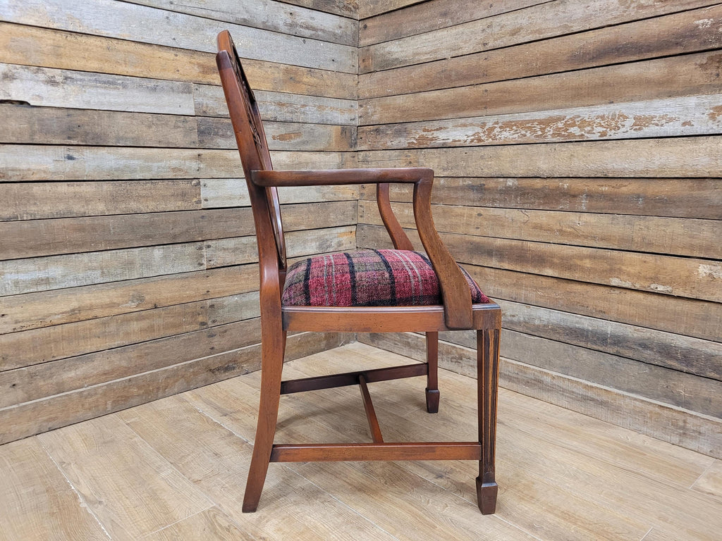 Mahogany Armchair Shield Back Hepplewhite Prince Of Wales Tartan Chair