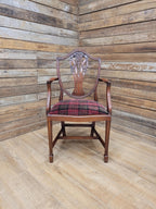 Mahogany Armchair Shield Back Hepplewhite Prince Of Wales Tartan Chair