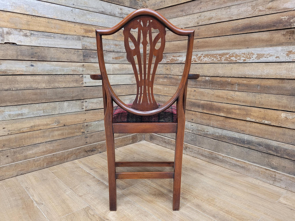 Mahogany Armchair Shield Back Hepplewhite Prince Of Wales Tartan Chair
