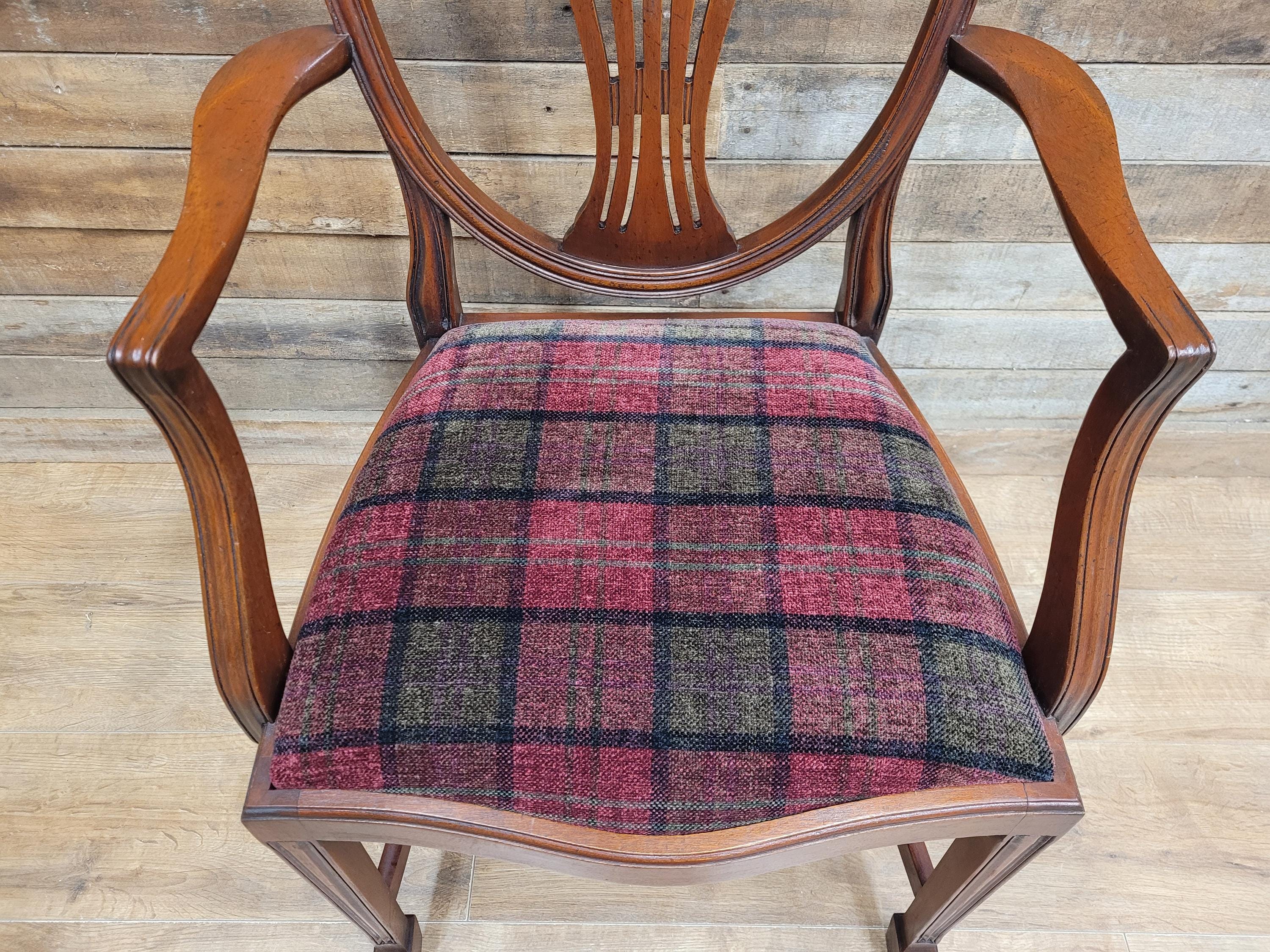 Mahogany Armchair Shield Back Hepplewhite Prince Of Wales Tartan Chair