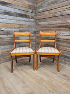 Pair Dining Chairs Mahogany Regency Style Sabre Leg Upholstered Seats