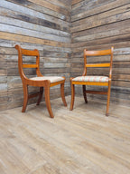 Pair Dining Chairs Mahogany Regency Style Sabre Leg Upholstered Seats