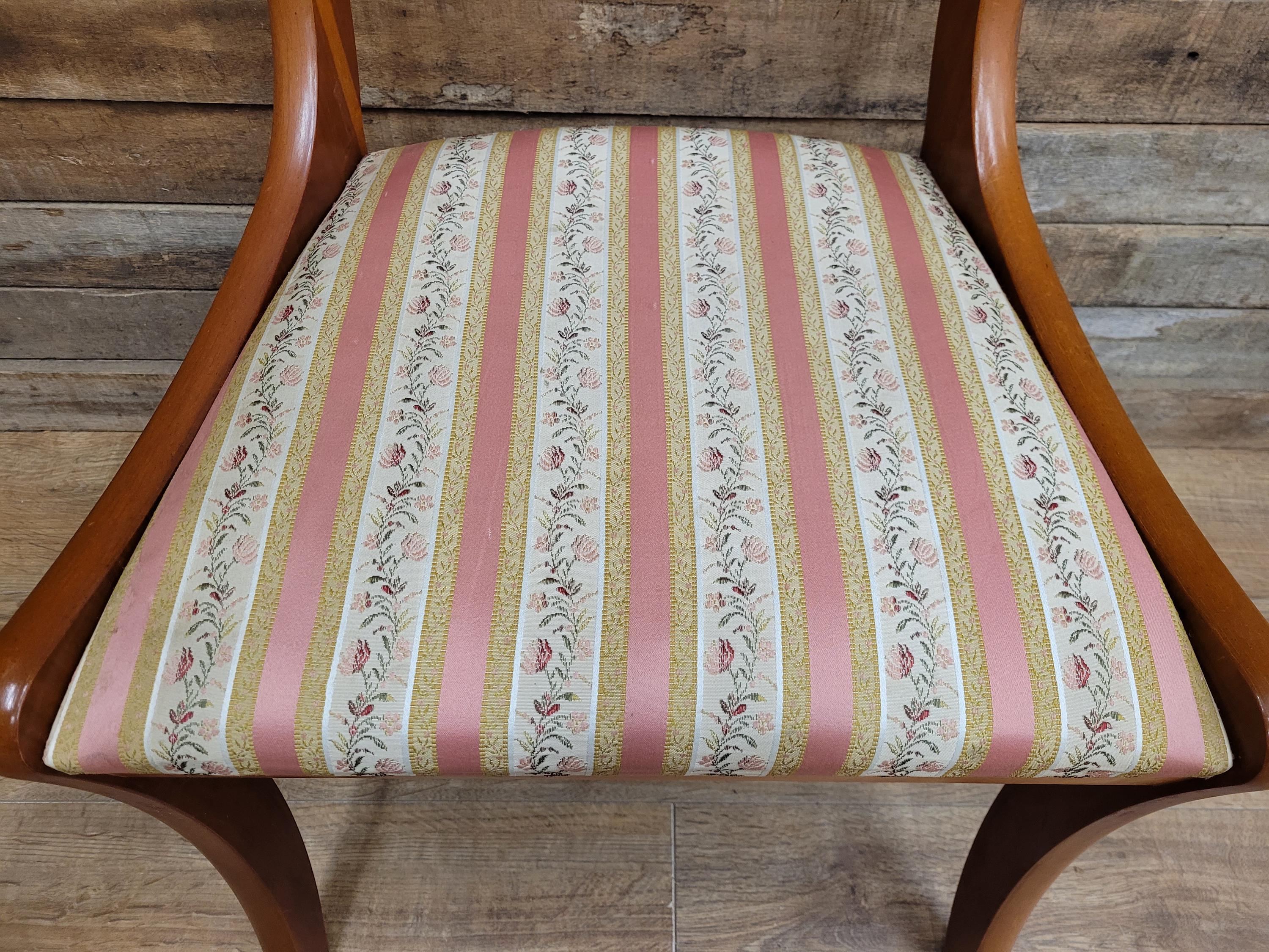 Pair Dining Chairs Mahogany Regency Style Sabre Leg Upholstered Seats