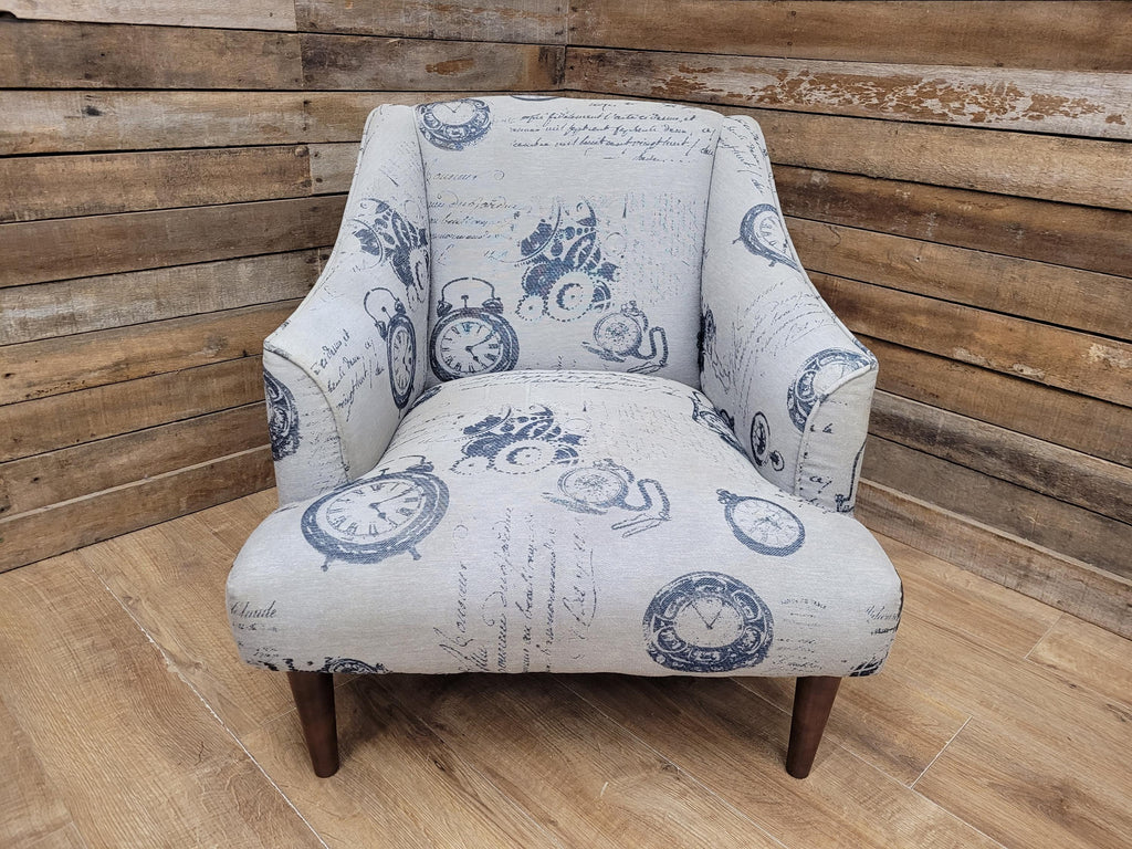 Tub Chair Upholstered Armchair Occasional Chair Clock Print Lounge Seat