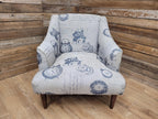 Tub Chair Upholstered Armchair Occasional Chair Clock Print Lounge Seat