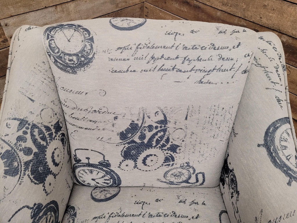 Tub Chair Upholstered Armchair Occasional Chair Clock Print Lounge Seat