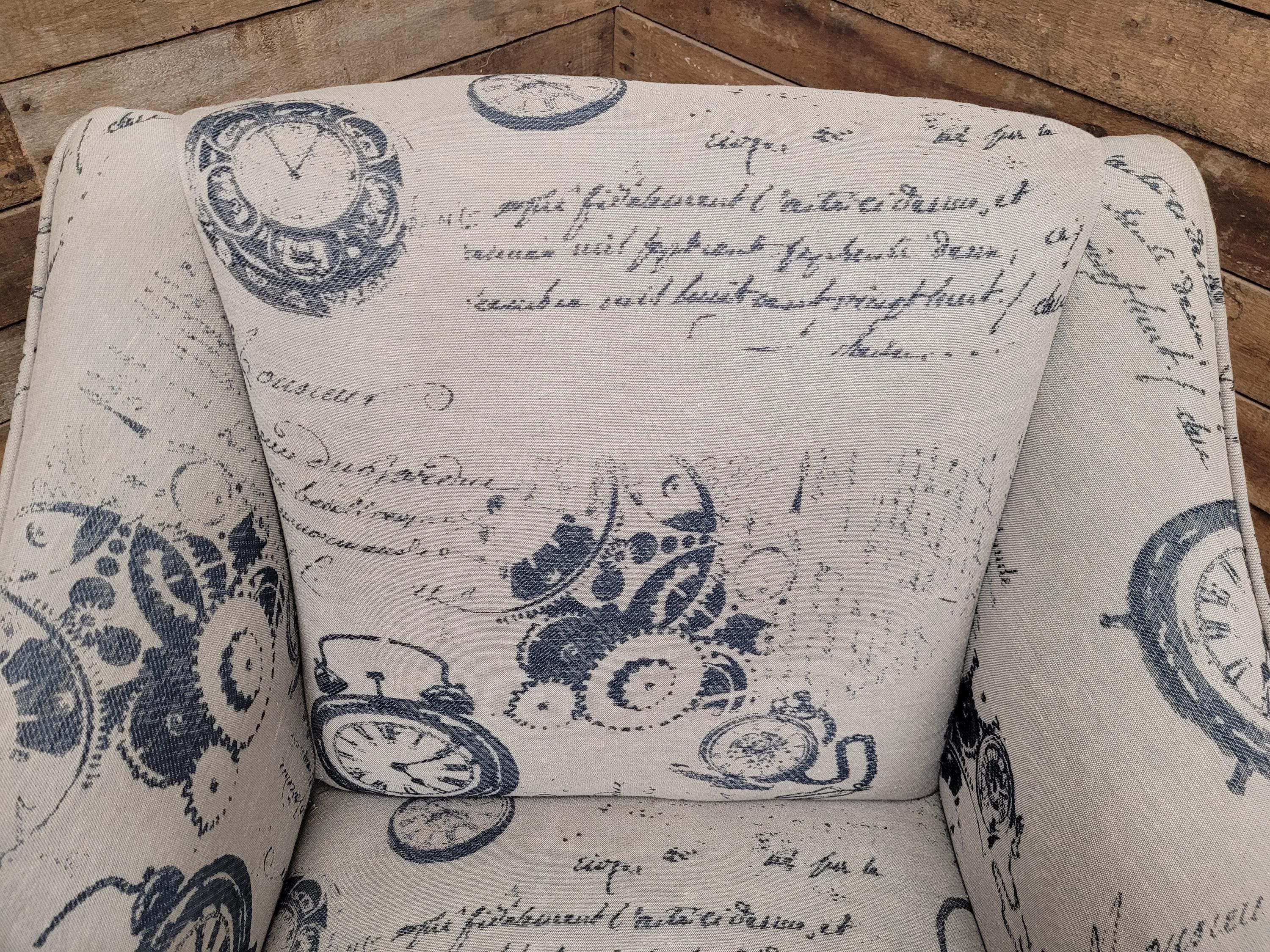Tub Chair Upholstered Armchair Occasional Chair Clock Print Lounge Seat