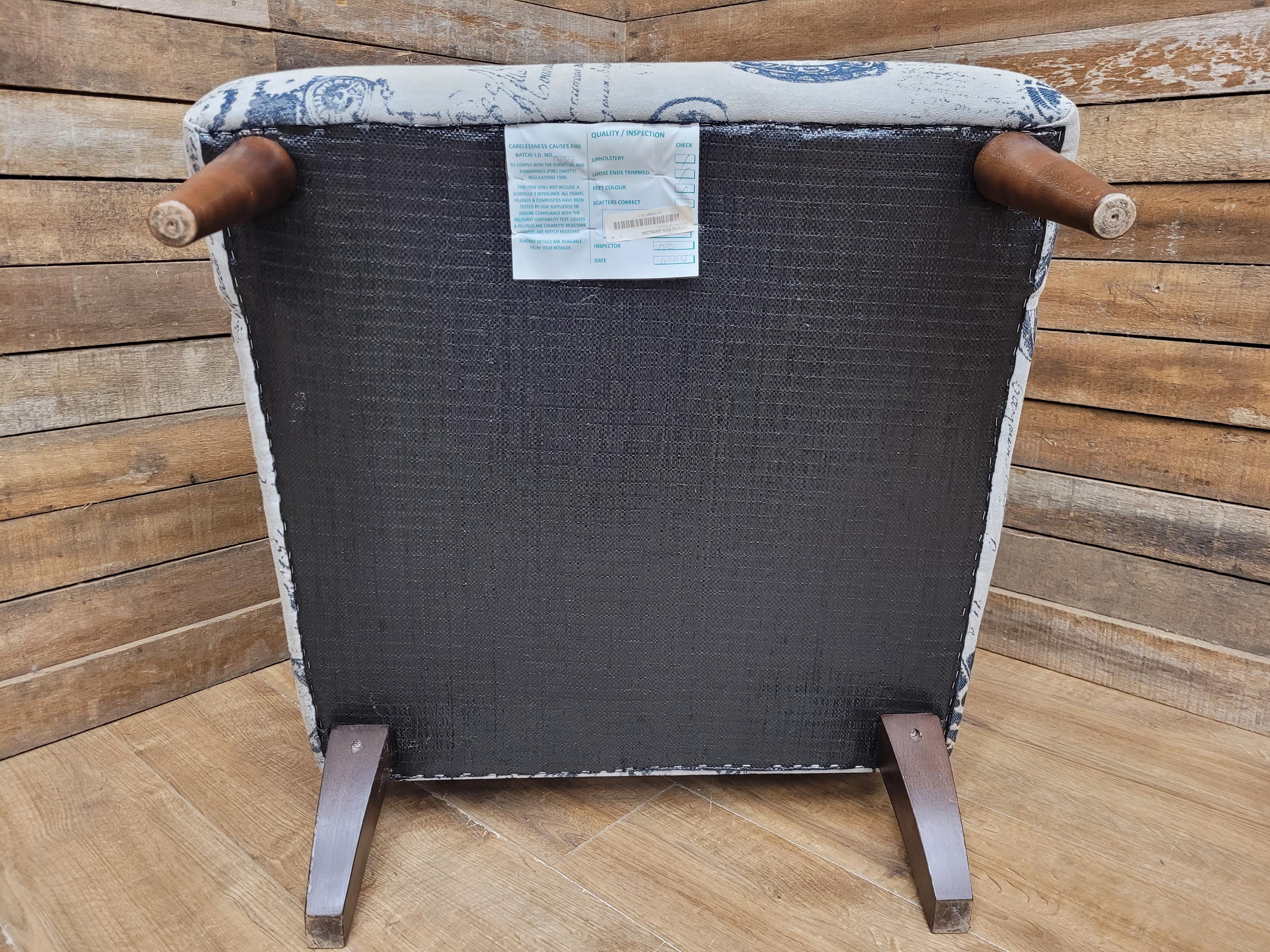 Tub Chair Upholstered Armchair Occasional Chair Clock Print Lounge Seat