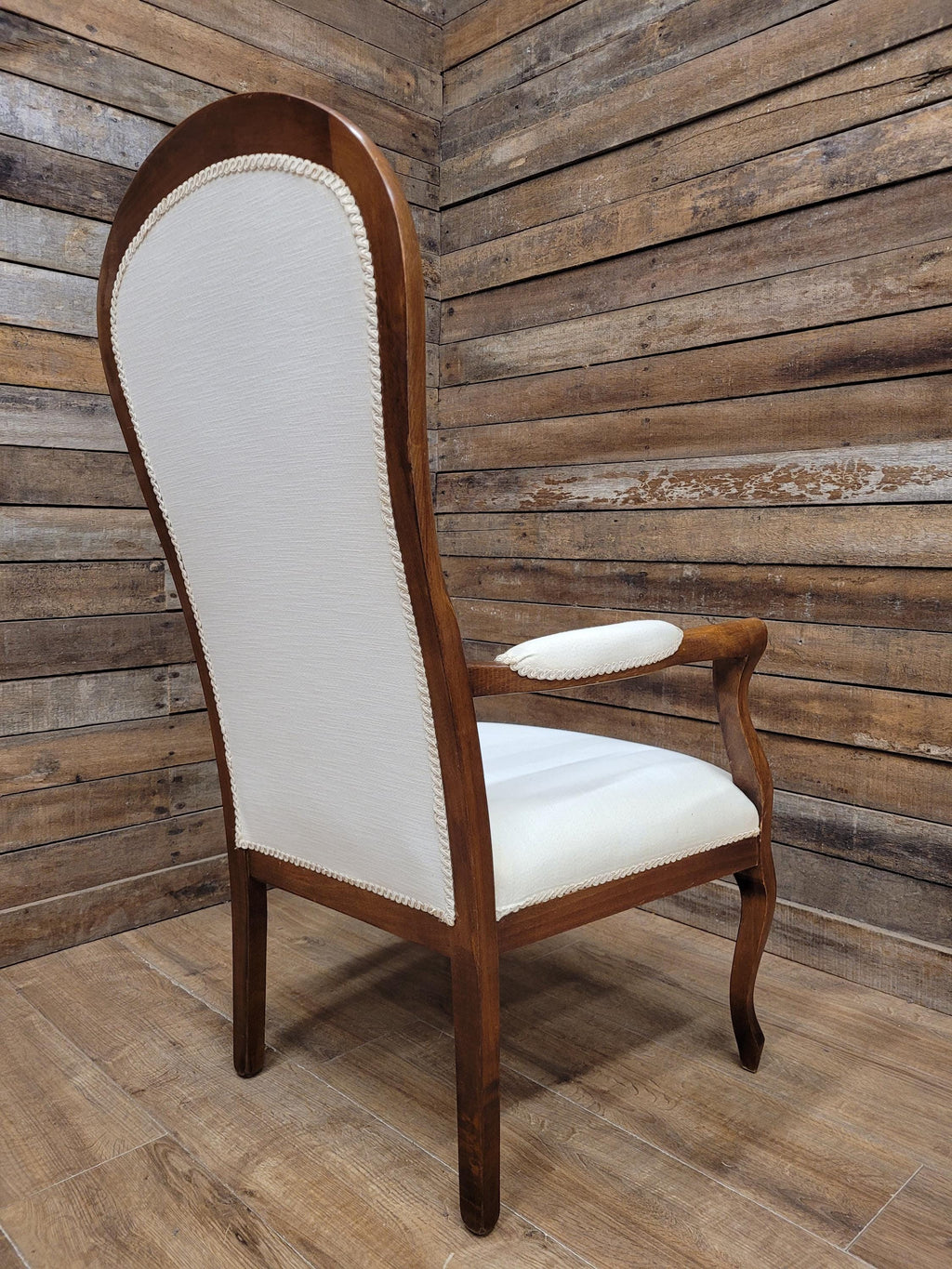 Mahogany Armchair Louis Philippe Style Upholstered Spoon Back Scroll Arm Chair