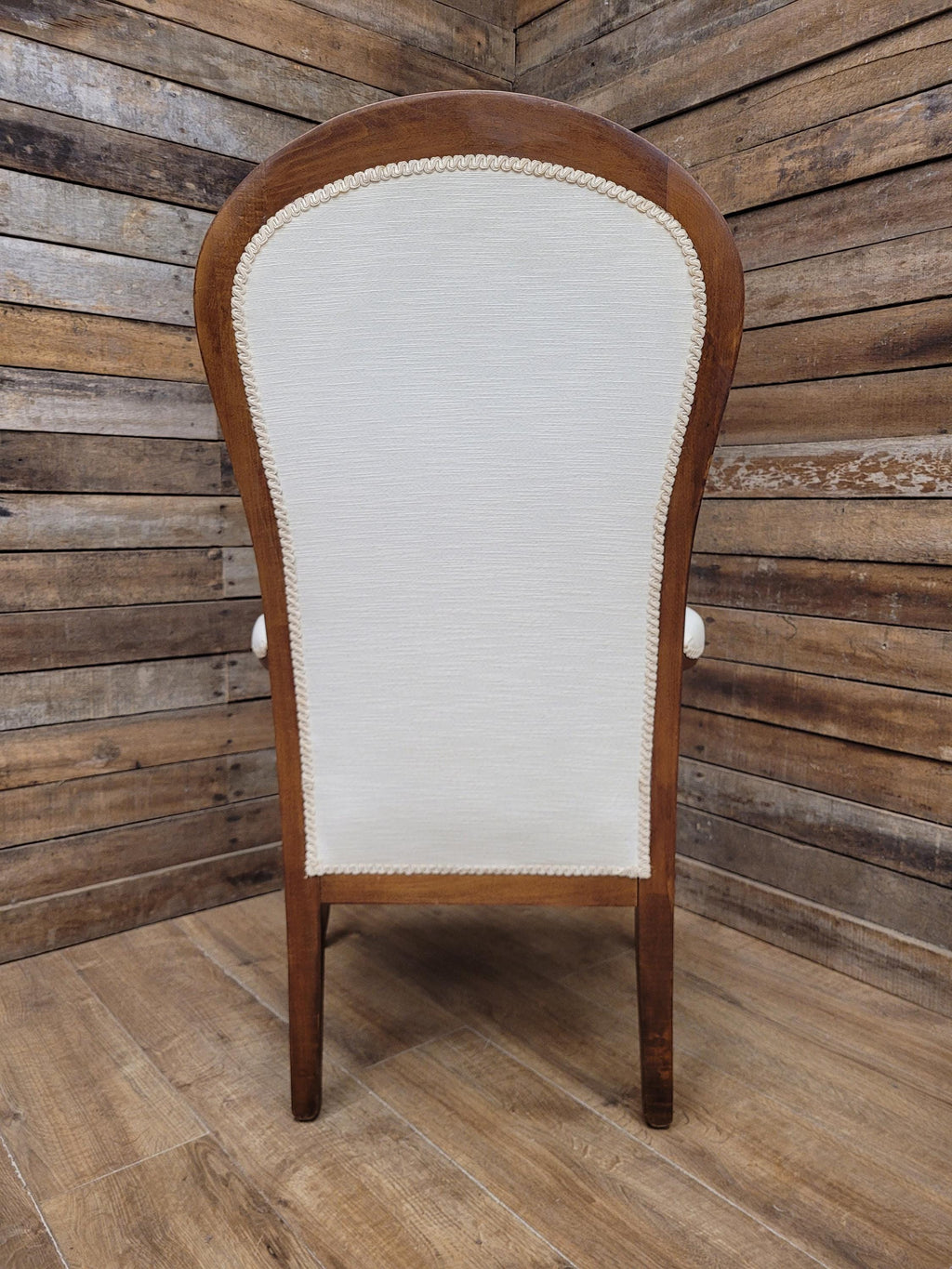 Mahogany Armchair Louis Philippe Style Upholstered Spoon Back Scroll Arm Chair