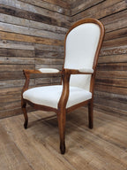 Mahogany Armchair Louis Philippe Style Upholstered Spoon Back Scroll Arm Chair