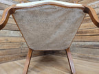 Mahogany Armchair Louis Philippe Style Upholstered Spoon Back Scroll Arm Chair