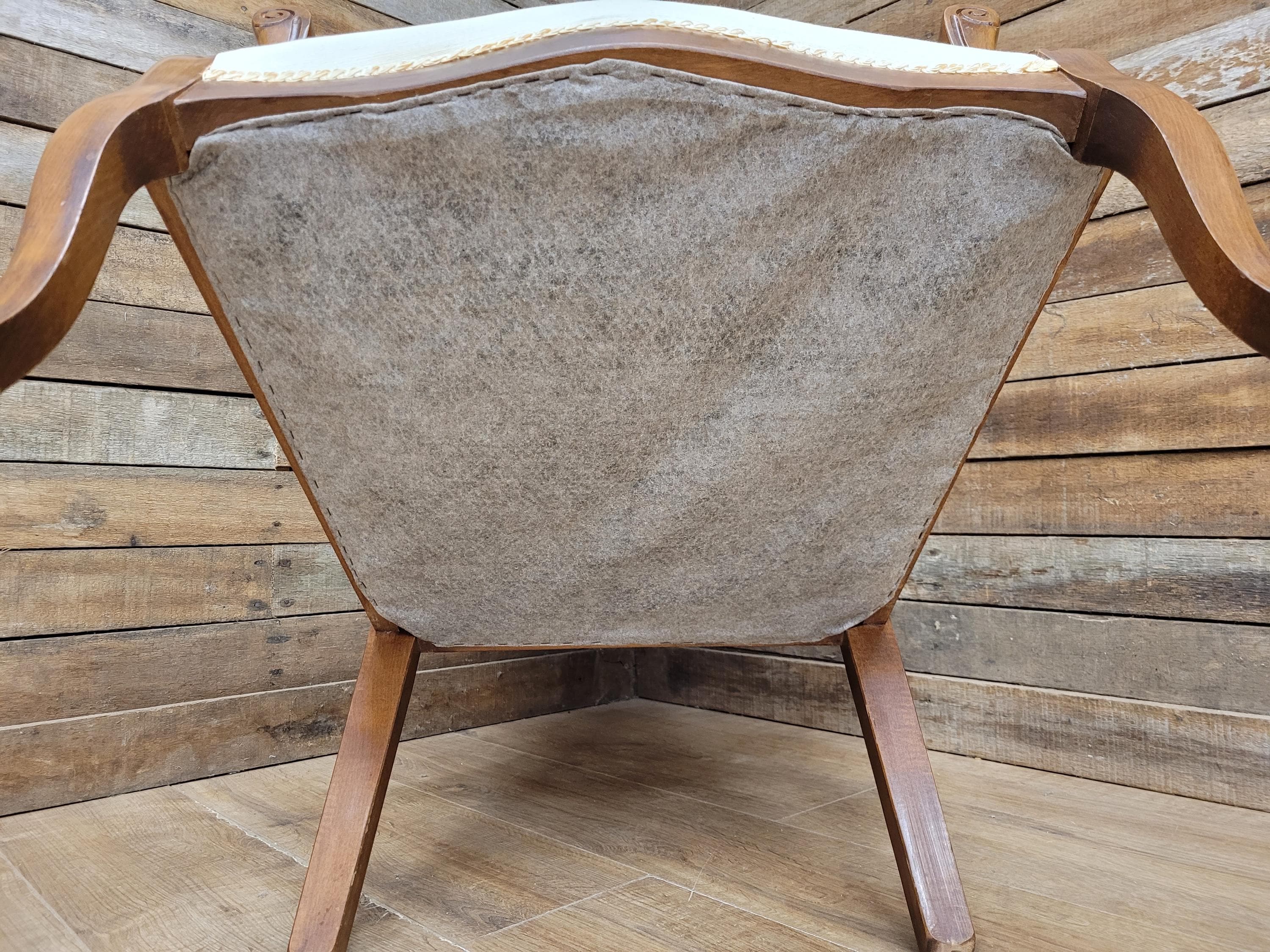 Mahogany Armchair Louis Philippe Style Upholstered Spoon Back Scroll Arm Chair