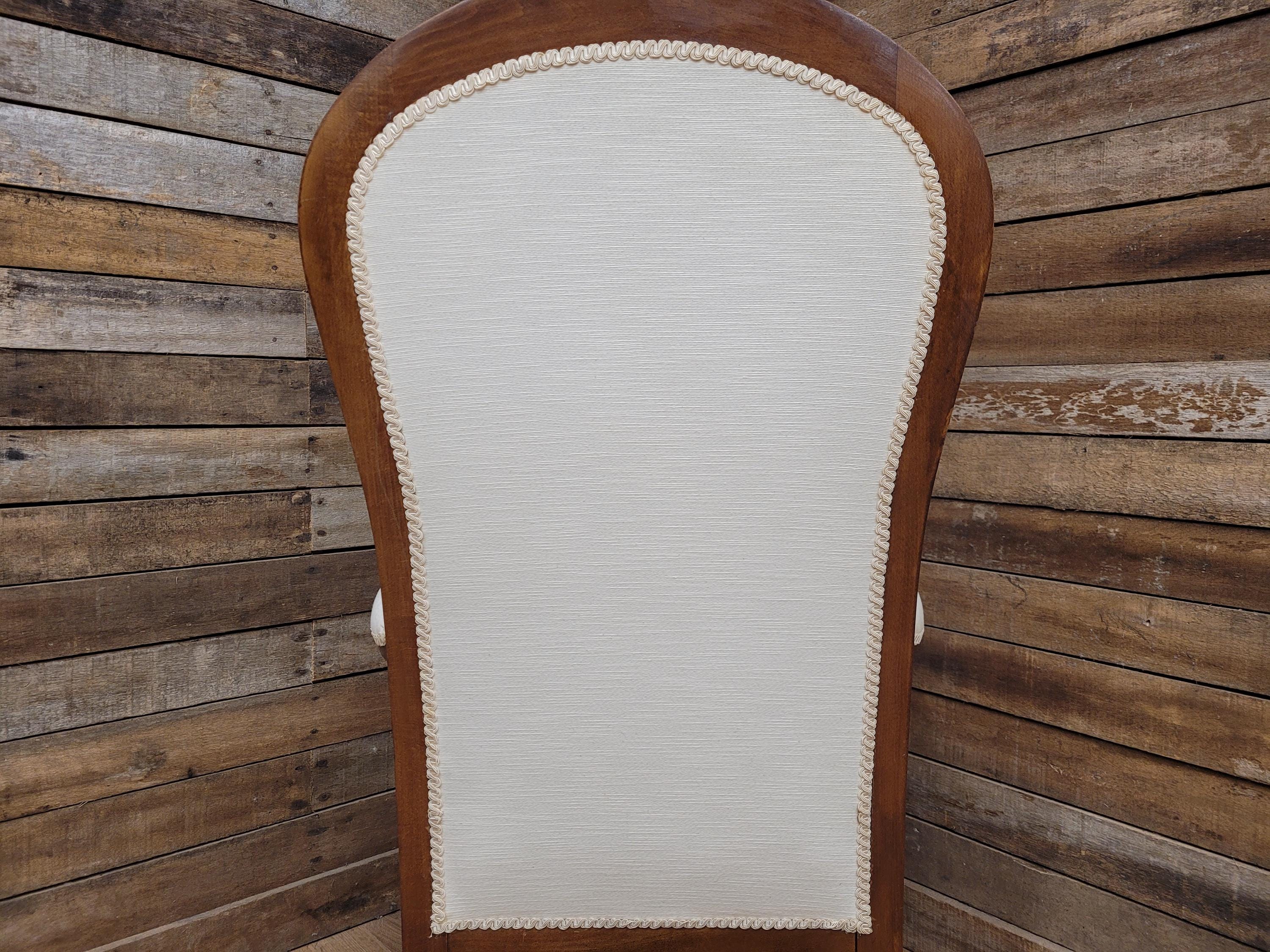 Mahogany Armchair Louis Philippe Style Upholstered Spoon Back Scroll Arm Chair