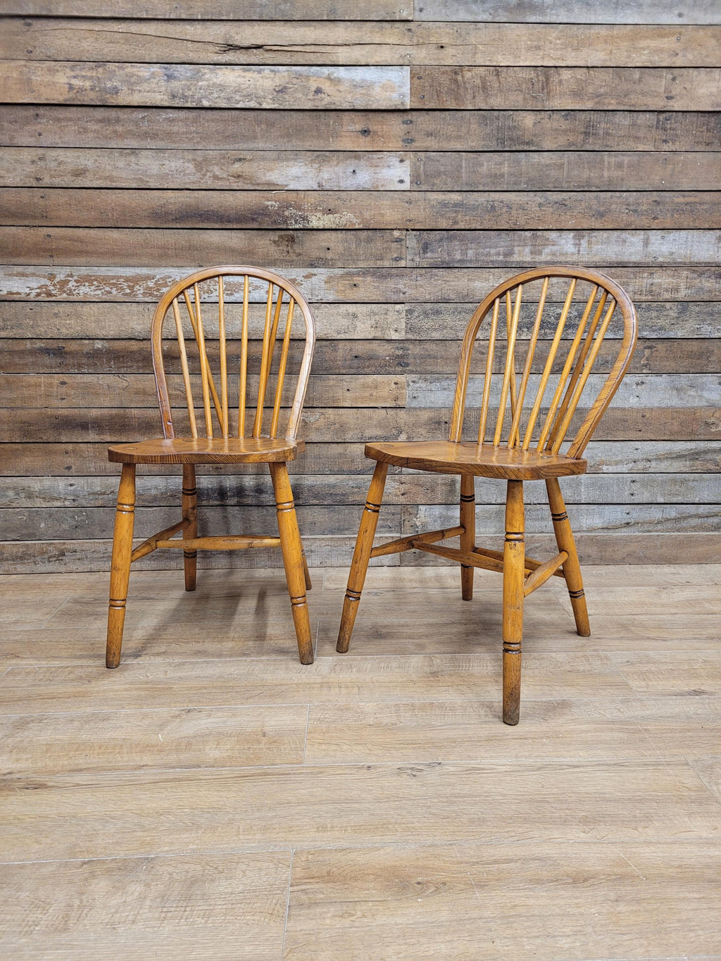 Pair Elm Windsor Kitchen Chairs Air Ministry Hoop Back Vintage