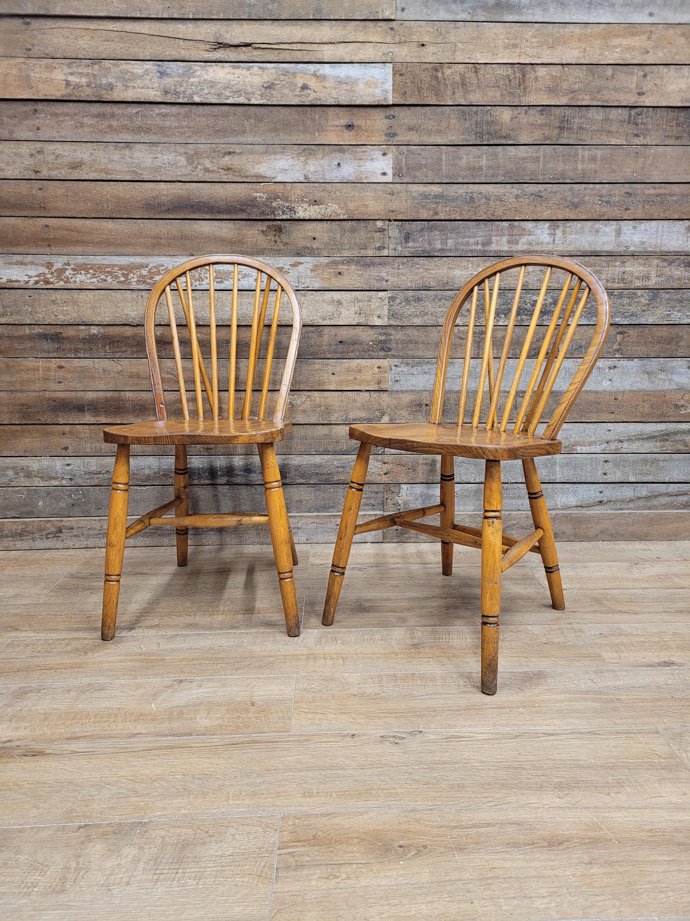 Pair Elm Windsor Kitchen Chairs Air Ministry Hoop Back Vintage