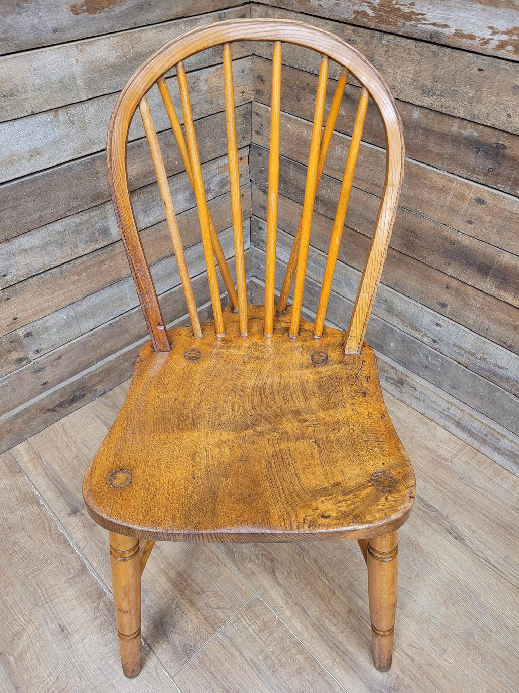 Pair Elm Windsor Kitchen Chairs Air Ministry Hoop Back Vintage